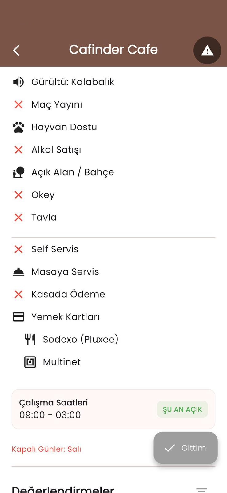 Cafinder mekan detay sayfası — fotoğraflar ve yorumlar