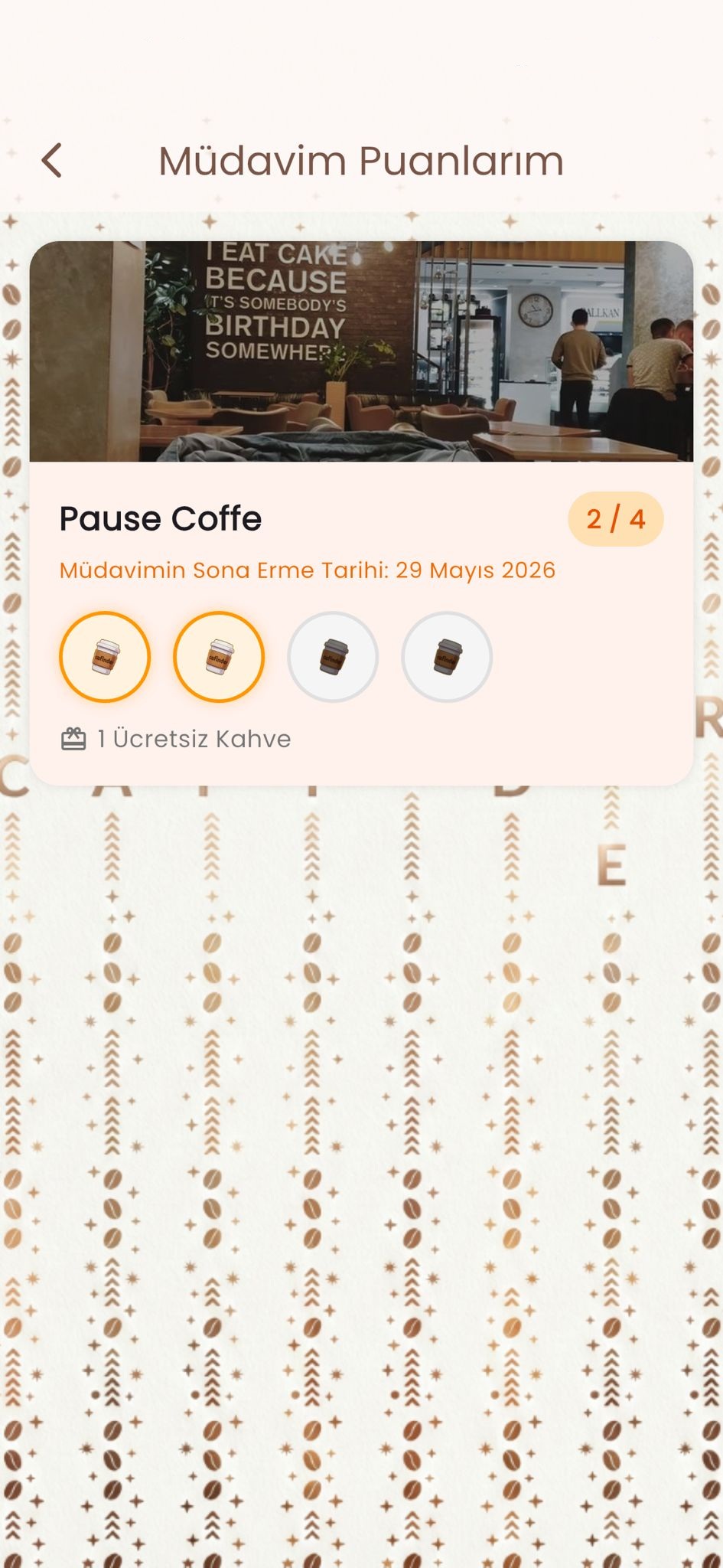 Cafinder Müdavim QR ekranı — puan toplama